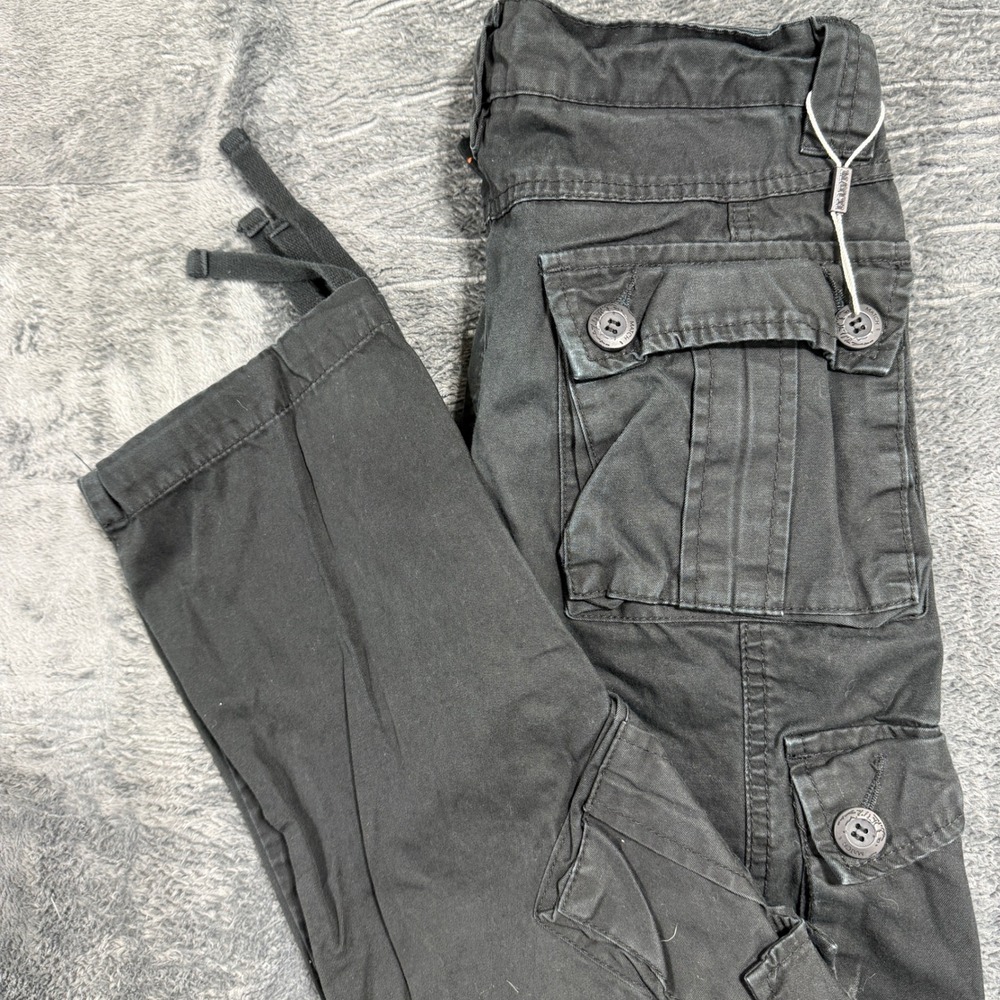 Matchstick Cargo‎ Pants Mens S 29 Black Workwear Multi Pocket Tactical Trousers